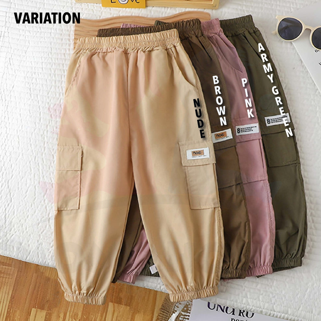 Kids Cooling Cargo Jogger with Elastic Waistband Seluar Cargo Kanak-Kanak Waistband Getah