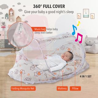 Premium Folding Mosquito Net 3 in 1 Infant Cushion Mattress Baby Bed Nets (Kelambu Baby + Tilam Baby + Bantal Baby)