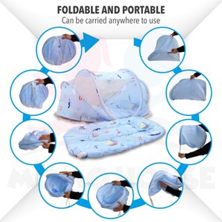 Premium Folding Mosquito Net 3 in 1 Infant Cushion Mattress Baby Bed Nets (Kelambu Baby + Tilam Baby + Bantal Baby)