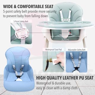 3 in 1 Baby Kids Safety Dining High Chair Booster Seat With Wheels