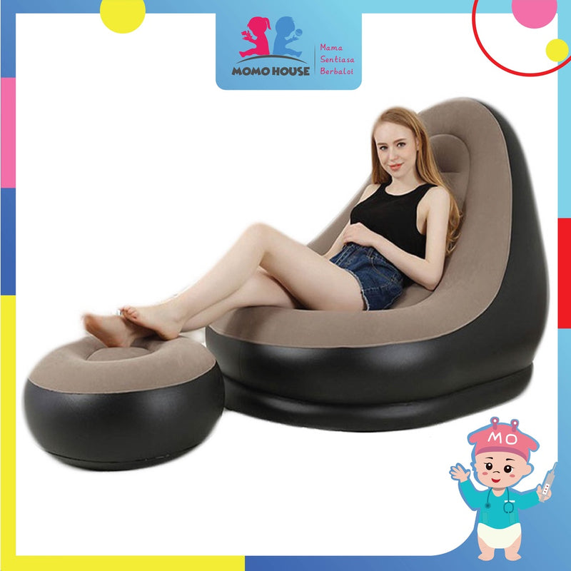 Inflatable Relaxing Air Sofa Seat Chair With Small Foot Rest Lounge