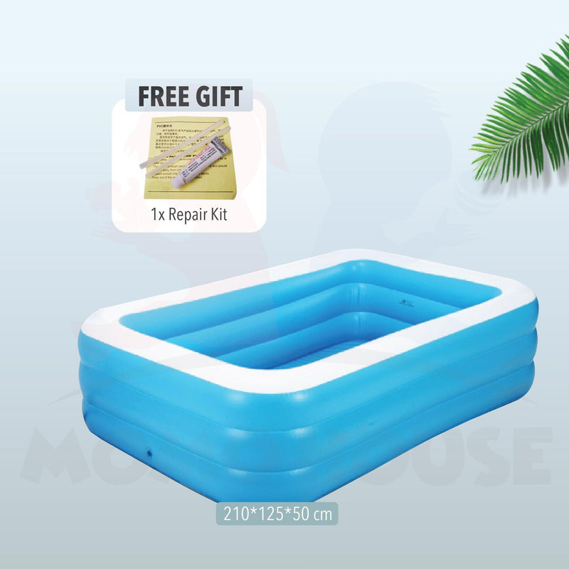 (L)210x(W)125x(H)50cm - Inflatable 3 Ring Swimming Pool