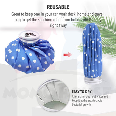 Reusable Ice Hot Bag / Hot Water Bag - Hot & Cooling Therapy (6/9 Inch)