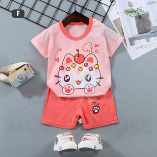 T-Shirt Newborn Baby Girls Boy Baju Murah Budak Baju Set Budak Baby Set Clothes Short Sleeve Shirt Cotton Shirt Kids