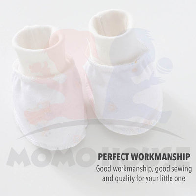 Newborn Baby Set Mittens Booties Hat Anti Scratching Hand Protection Knitted Cotton Sarung Tangan Sarung Kaki Topi Set