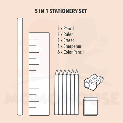 10 in 1 Kids Stationery Children's pencil 10pcs Stationery Set Gift Present Birthday Party Pensil kanak kanak