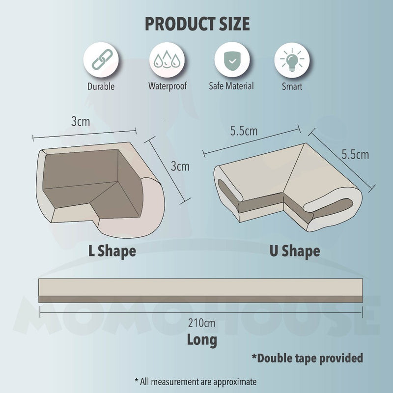 Baby Edge Protector Soft Rubber Hurt Prevention Edge Corner Guards Baby Bumper Edge Strip L-Shape U-Shape Safety Corner