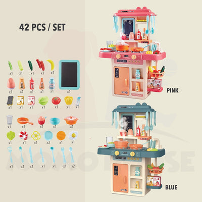 Simulation Big Size Kitchen Play Set with Music and Spray Mist Kids Toys Pretend PlaySet Cook Toys Children Play House