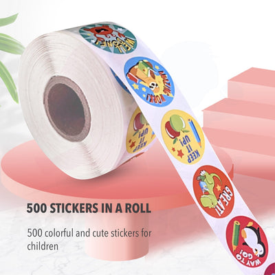 500pcs/roll Round Sticker Labels Roll Reward Stickers Encouragement Sticker For Kids Cute Sticker Murah