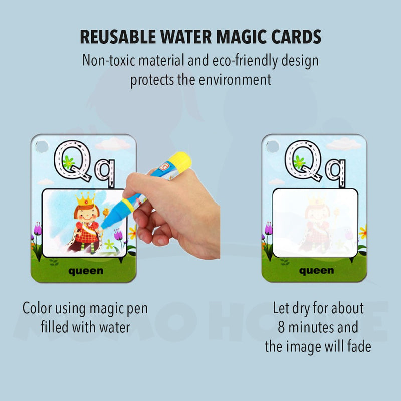 Magic Water Flash Card - Alphabet / Number Shape Colour Version (Without Box)