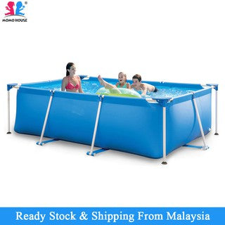 (L)300x(W)200x(H)66cm Rectangular Frame Pool Large Capacity Swimming Pool Bingkai Keluli