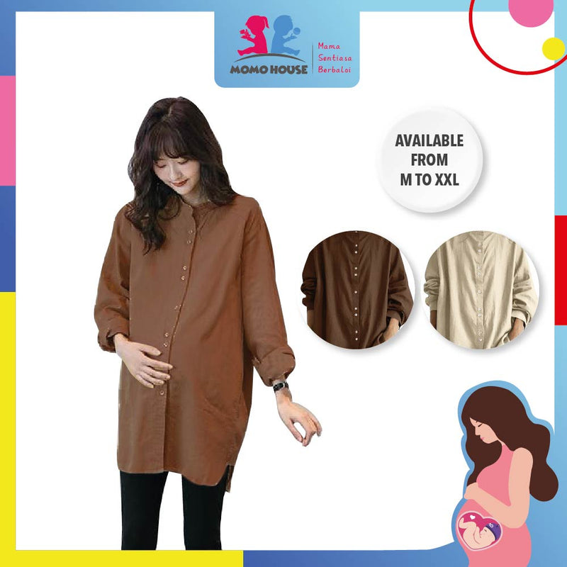 Maternity Muslimah Maternity Blouse Button Up Long Sleeve Baju Mengandung Muslimah Blouse (MBM004)