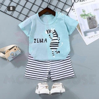 T-Shirt Newborn Baby Girls Boy Baju Murah Budak Baju Set Budak Baby Set Clothes Short Sleeve Shirt Cotton Shirt Kids