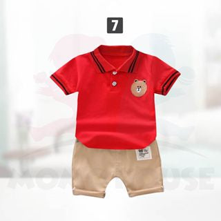 Short Sleeve Baby Boy Kids Polo Shirt Set Dino Design POLO T-shirt + Pant Baju Kanak-Kanak Lengan Pendek T-shirt(MYB039)