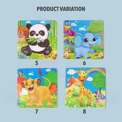 Early Learning Wooden Jigsaw Puzzle - 9 Blocks (4 Pcs)