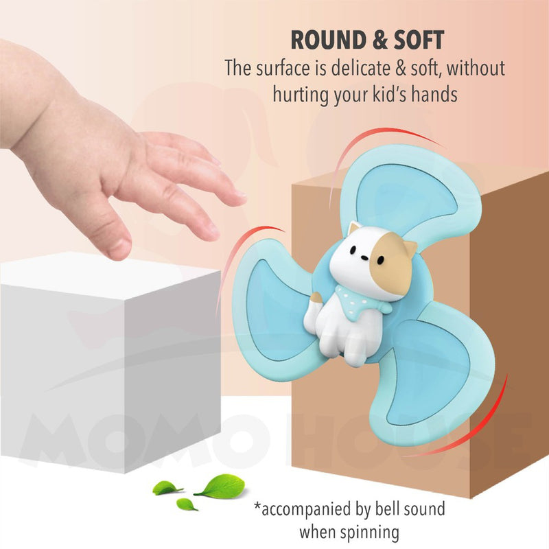 Cartoon Animal Spinning Toy Suction Cup Baby Kids Hand Spinner Bath Toys Mainan Pusingan