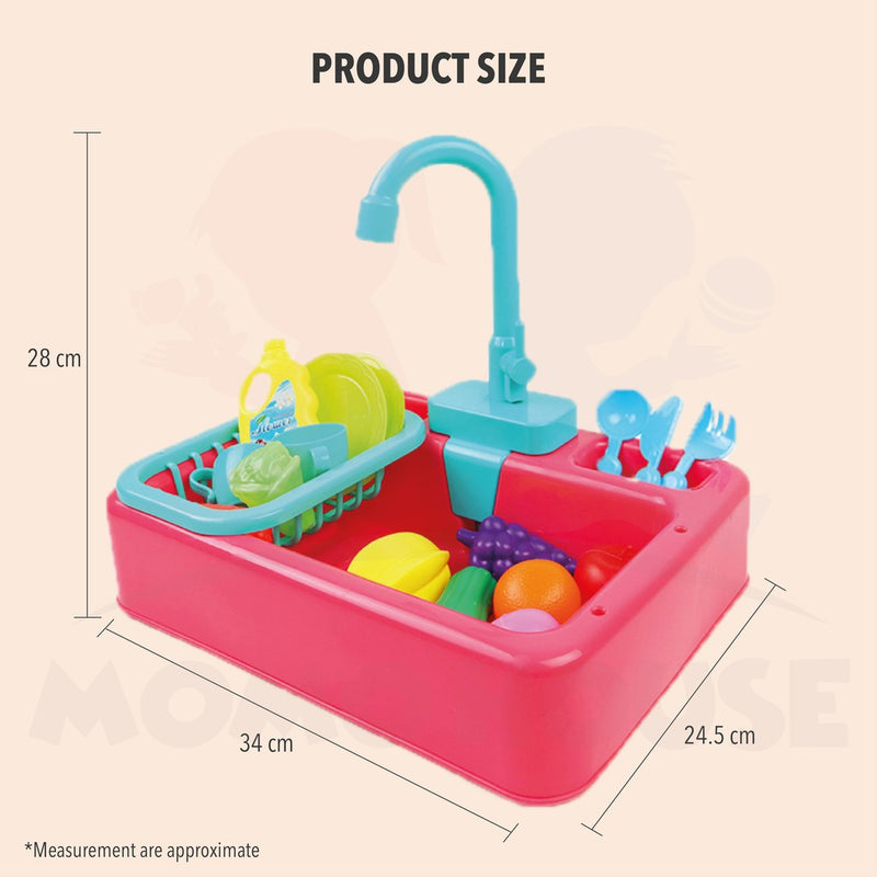 Children Kitchen Dish Washing Sink Pretend Play Set Electric Circulation Toy (Random Colour)