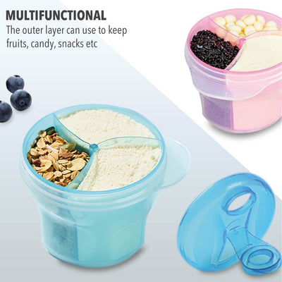 Portable Milk Powder Container 3 Section Bekas Susu Tepung