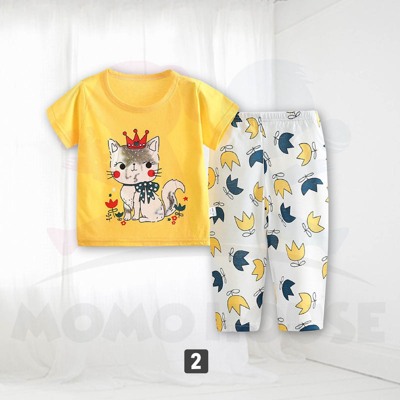 Newborn Pyjamas Baby Sleepsuit Short Sleeve Long Pant Set Kids Baju Set Dengan Seluar Panjang ( MYB044 )