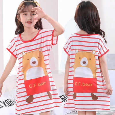 Kids Girl Loose Pyjamas Dress With Cute Cartoon Baju Tidur Kanak-Kanak Pyjamas Nightwear ( MYB042 )