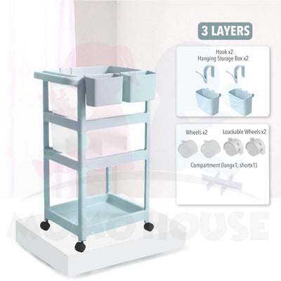 Portable Baby storage Trolley 3 Layer and 4 Layer With Drawer Rak Bayi 3 Tingkat Dengan Roda