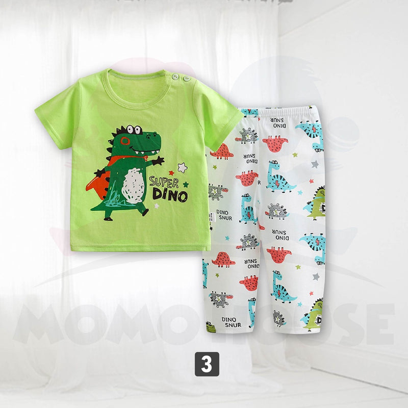 Newborn Pyjamas Baby Sleepsuit Short Sleeve Long Pant Set Kids Baju Set Dengan Seluar Panjang ( MYB044 )