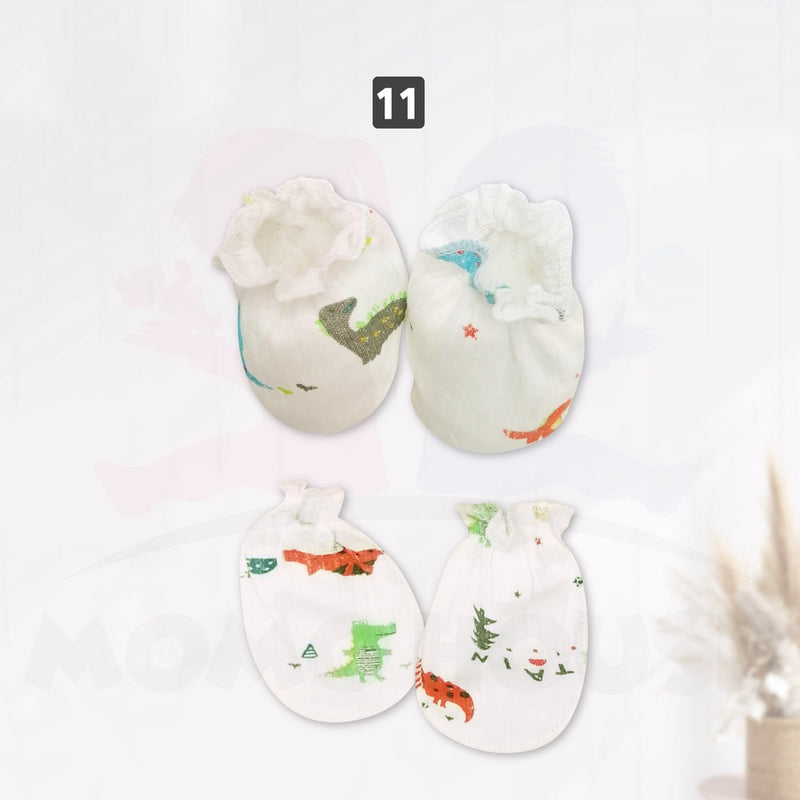 Newborn Infant Baby Mitten Booties Set Bayi Sarung Tangan Dan Kaki