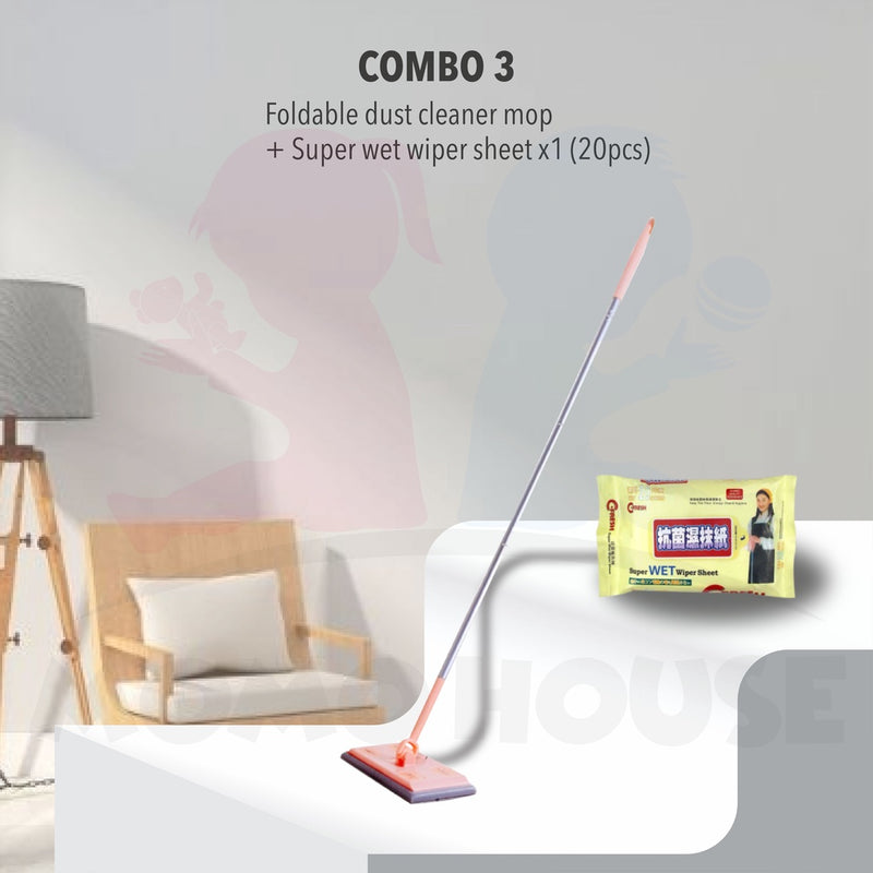 Electrostatic Dust Removal Paper Flat Mop 360 Degrees Rotatable Mop Wet Cleaning Tissue Antibacterial Mop Lantai