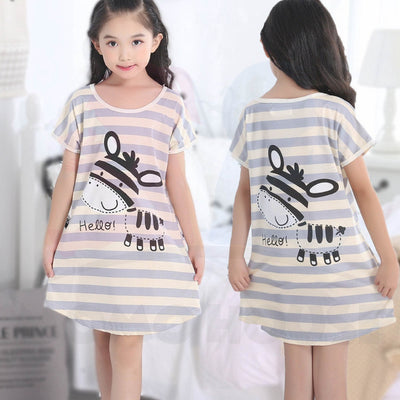 Kids Girl Loose Pyjamas Dress With Cute Cartoon Baju Tidur Kanak-Kanak Pyjamas Nightwear ( MYB042 )