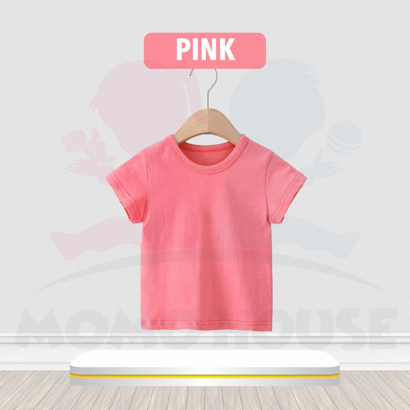 Kids T-shirt Kid s T Shirt Cotton Shirts Plain T Shirt Colour Tops Unisex Short Sleeve Tshirt Kosong Budak (MYB056)