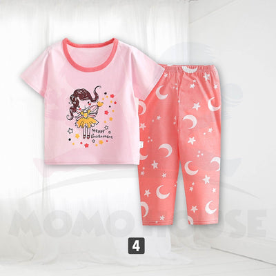 Newborn Pyjamas Baby Sleepsuit Short Sleeve Long Pant Set Kids Baju Set Dengan Seluar Panjang ( MYB044 )