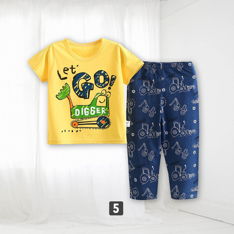 Newborn Pyjamas Baby Sleepsuit Short Sleeve Long Pant Set Kids Baju Set Dengan Seluar Panjang ( MYB044 )