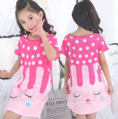 Kids Girl Loose Pyjamas Dress With Cute Cartoon Baju Tidur Kanak-Kanak Pyjamas Nightwear ( MYB042 )