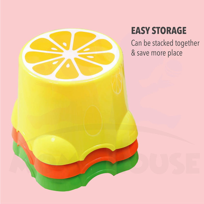 Round Fruit Design Kids Mini Chair Plastic Cartoon Stool Children Plastic Chair Cartoon Children Bangku Kanak-Kanak