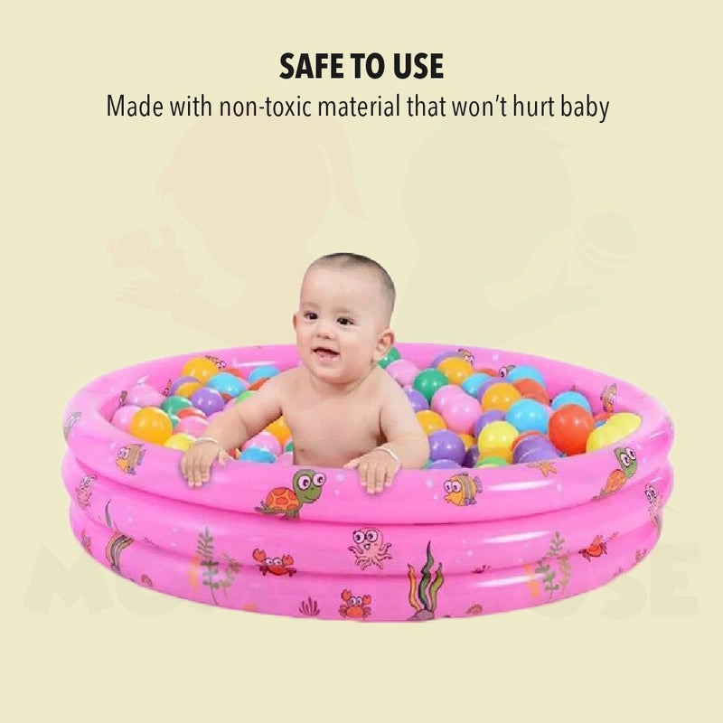 (L)100x(H)31cm Inflatable 3 Rings Swimming Pool