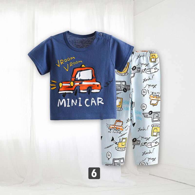 Newborn Pyjamas Baby Sleepsuit Short Sleeve Long Pant Set Kids Baju Set Dengan Seluar Panjang ( MYB044 )