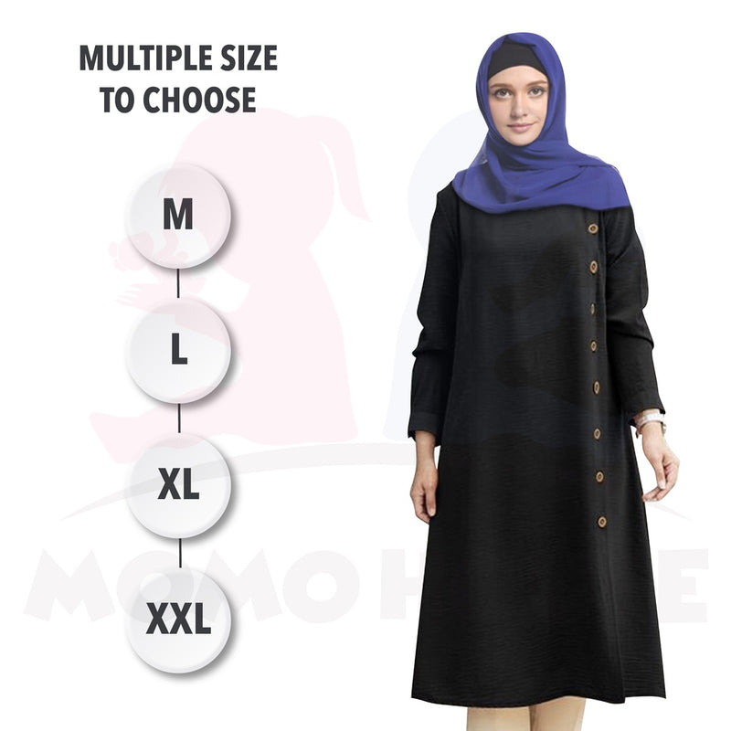 Maternity Muslimah Blouse Side Button Design Women Long Sleeve Muslimah Baju Mengandung Labuh Muslimah (MBM006)