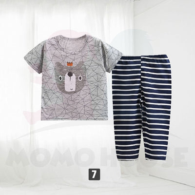 Newborn Pyjamas Baby Sleepsuit Short Sleeve Long Pant Set Kids Baju Set Dengan Seluar Panjang ( MYB044 )