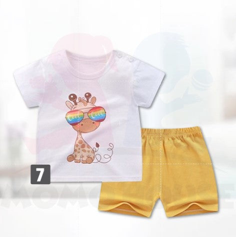 Newborn Baby T shirt Short Sleeve Set Baby Kids Clothing (BM004)