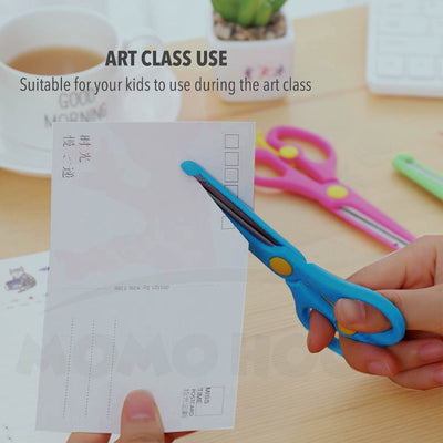 Kids Safety Plastic Scissors Paper Cut DIY Photo Album Lace Art Plastic Scissors Preschool Training Scissors