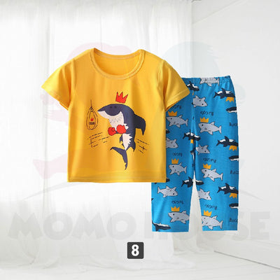 Newborn Pyjamas Baby Sleepsuit Short Sleeve Long Pant Set Kids Baju Set Dengan Seluar Panjang ( MYB044 )