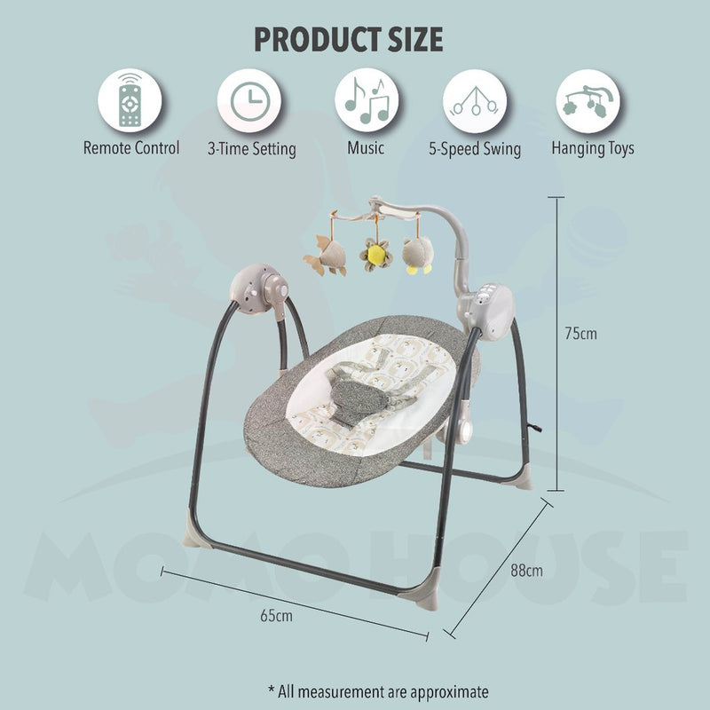 Newborn Electric Baby Auto Swing Rocking Chair Mosquito Net Tent Automatic Remote Rocker