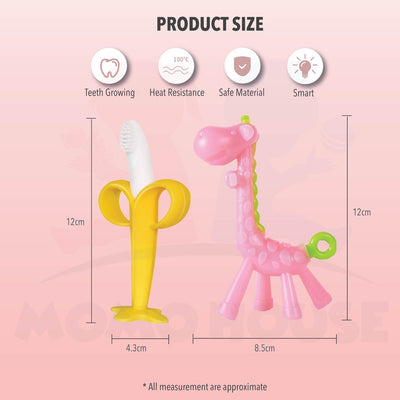 Baby Teether Giraffe & Banana Design BPA Free Food Grade Silicone Chewing Toy Non Toxic Teether