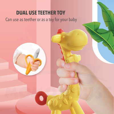 Baby Teether Giraffe & Banana Design BPA Free Food Grade Silicone Chewing Toy Non Toxic Teether