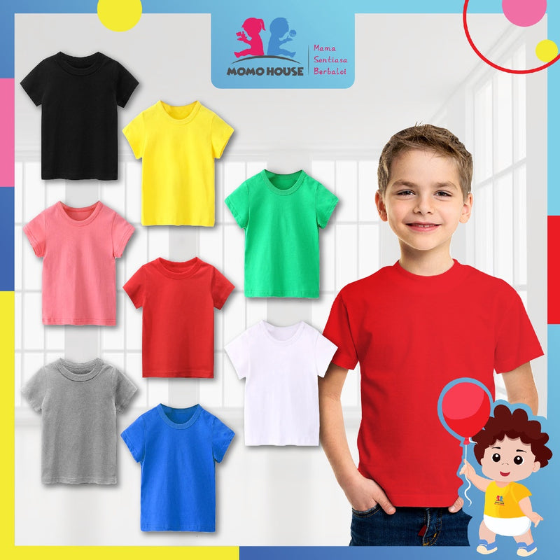 Kids T-shirt Kid s T Shirt Cotton Shirts Plain T Shirt Colour Tops Unisex Short Sleeve Tshirt Kosong Budak (MYB056)