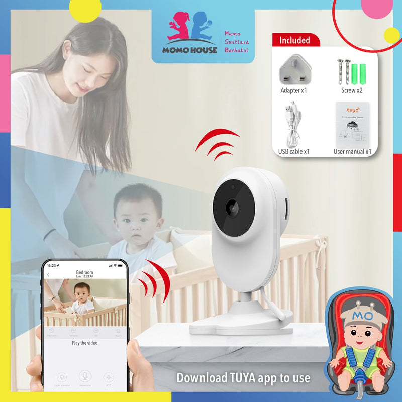 Wireless Baby Monitor Night Vision Camera 2 Way Talk Lullaby Tuya Phone App Baby Cry Detection Motion