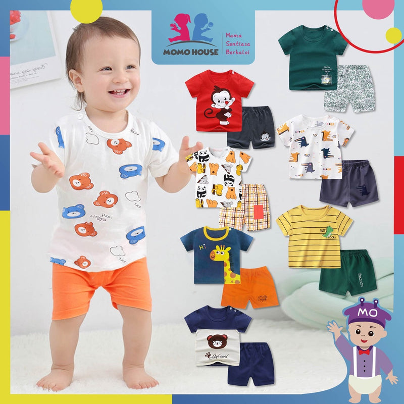 T-Shirt Newborn Baby Girls Boy Short Sleeve Cute Bayi Baju Murah Comel Kids Baju Set Budak Seluar Newborn (MYB038)