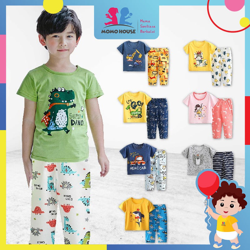 Newborn Pyjamas Baby Sleepsuit Short Sleeve Long Pant Set Kids Baju Set Dengan Seluar Panjang ( MYB044 )