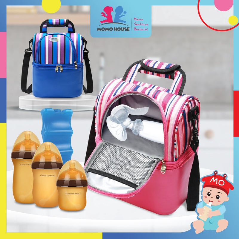 Portable 2 Layer Sling Cooler Bag For Breastmilk Storage Bag Bottle Feeding