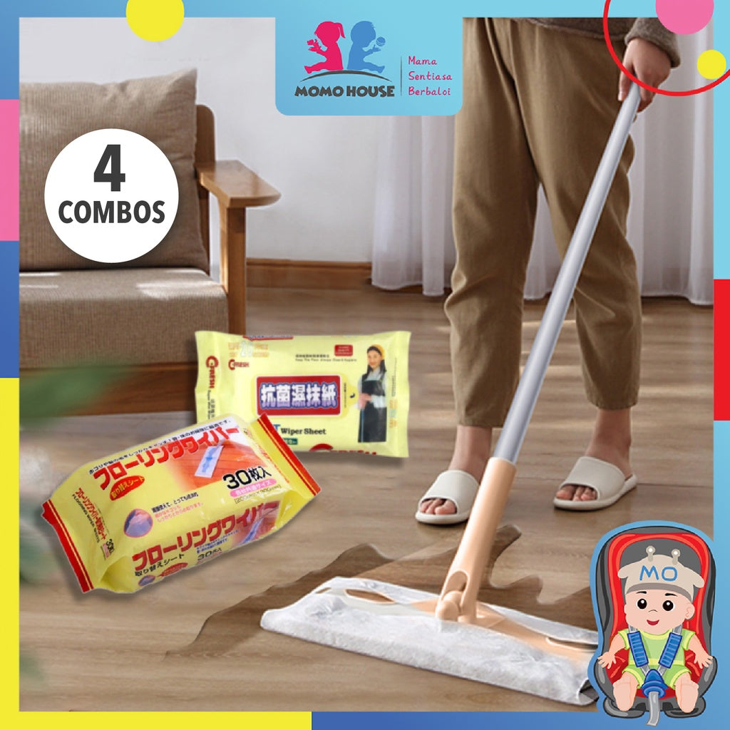 Electrostatic Dust Removal Paper Flat Mop 360 Degrees Rotatable Mop Wet Cleaning Tissue Antibacterial Mop Lantai